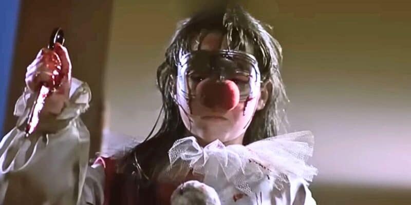 Jamie Lloyd in the clown costume in 'Halloween 4'