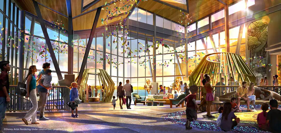 Families and friends soak up the vibrant atmosphere of a contemporary, sunlit play lounge with floor-to-ceiling windows and imaginative decor, while lucky guests savor the exclusive thrill of watching dazzling fireworks illuminate Magic Kingdom.