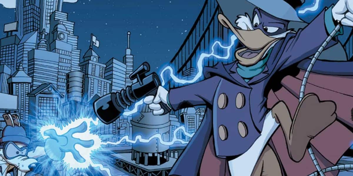 Darkwing Duck with a weapon