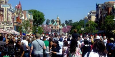 Crowds on Main Street USA at Disneyland Park
