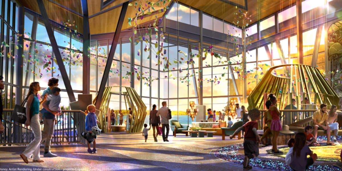concept art for lakeshore lodge lobby in disney world