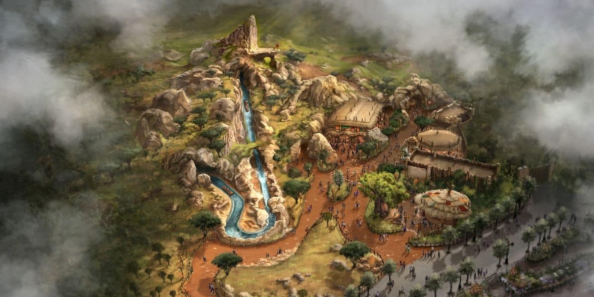 Concept art overview of the Lion King land at Disneyland Paris