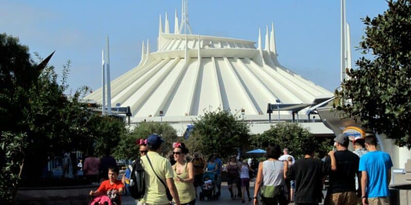 Guests walking outside of Space Mountain at Magic Kingdom in Walt Disney World Resort