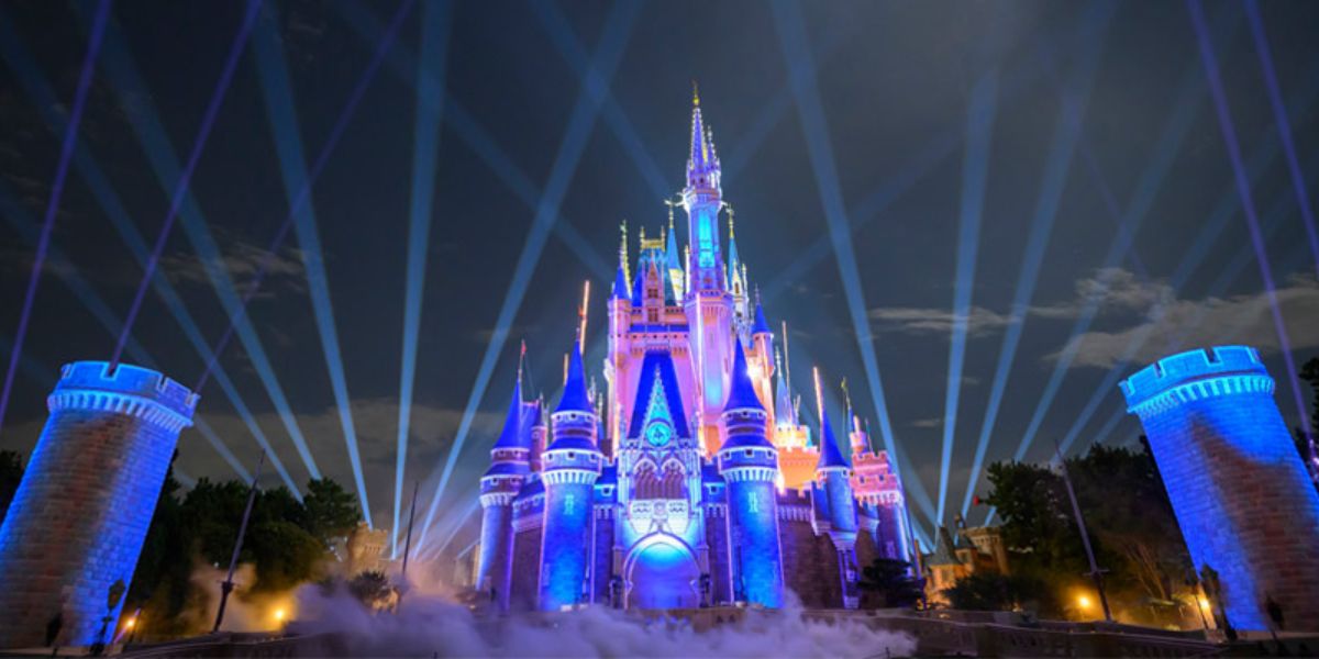 Lights around Cinderella Castle at Tokyo Disney Resort