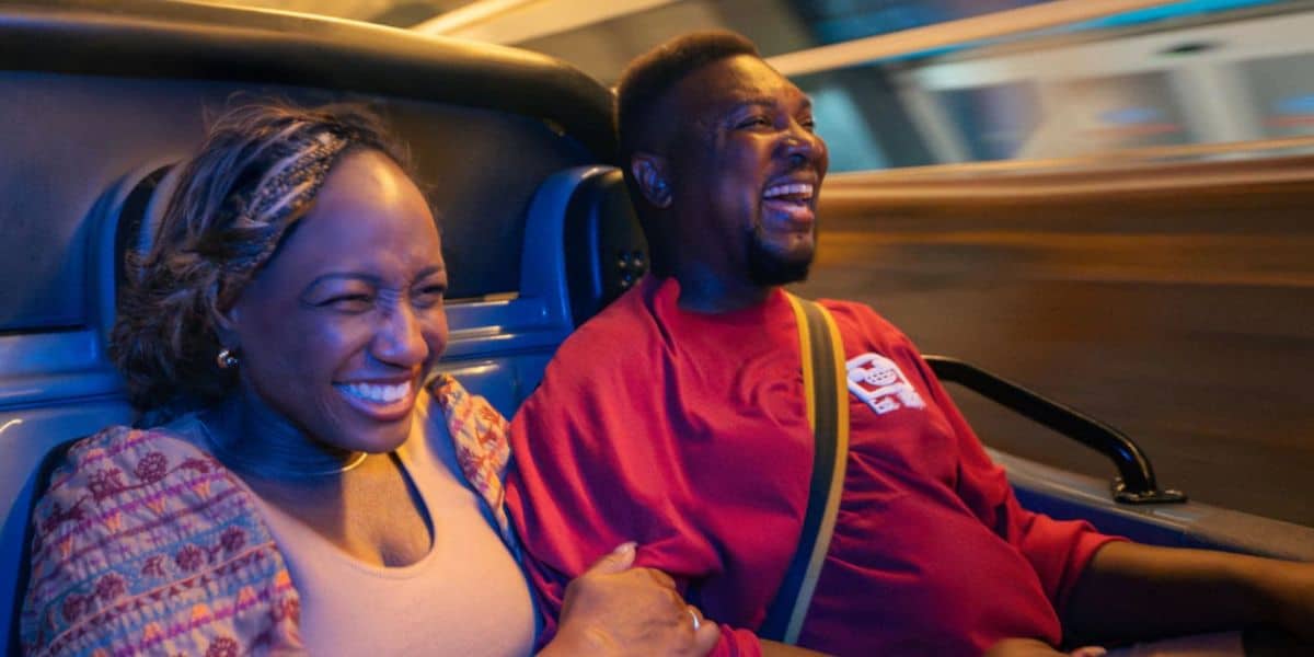 a couple rides test track in disney world's epcot park