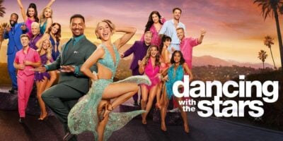 Dancing with the Stars cast members in vibrant, festive costumes beam with excitement as they strike a pose against a sunset backdrop, kicking off Season 35 festivities alongside Whitney Leavitt in a scene reminiscent of high-energy entertainment found at top theme park events.