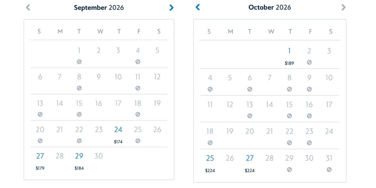 Mickey's Not-So-Scary Halloween Party availability as of September 8