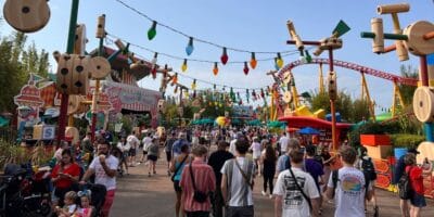 Guests stroll through Toy Story Land at Disney's Hollywood Studios