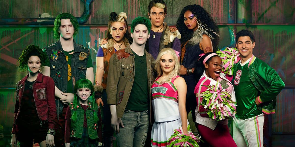 Zombie dancers and spirited cheerleaders strike a pose in eye-catching costumes, ready to entertain visitors during the park’s Halloween celebration.