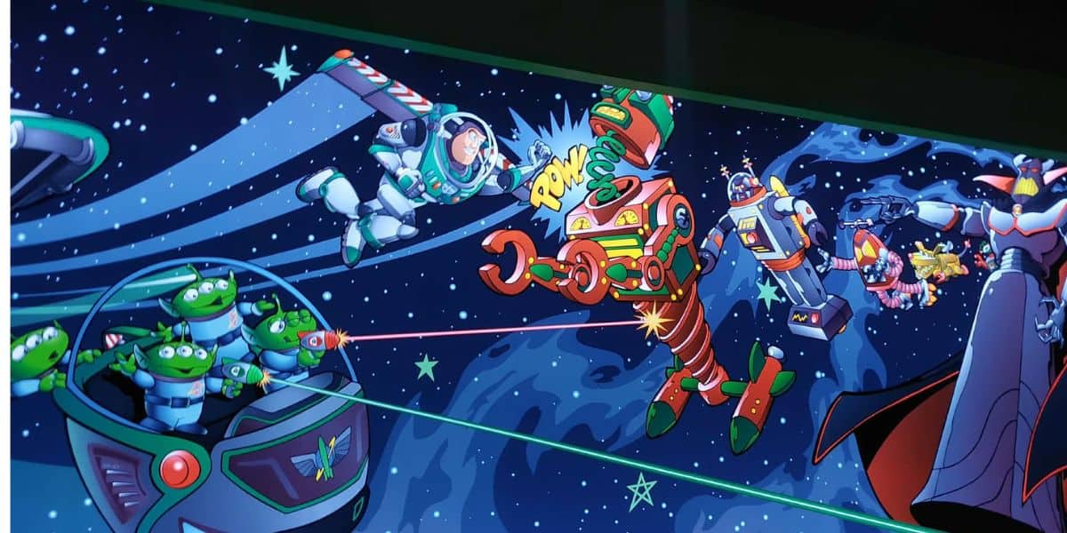 Buzz Lightyear's Space Ranger Spin in-ride artwork at Disney World