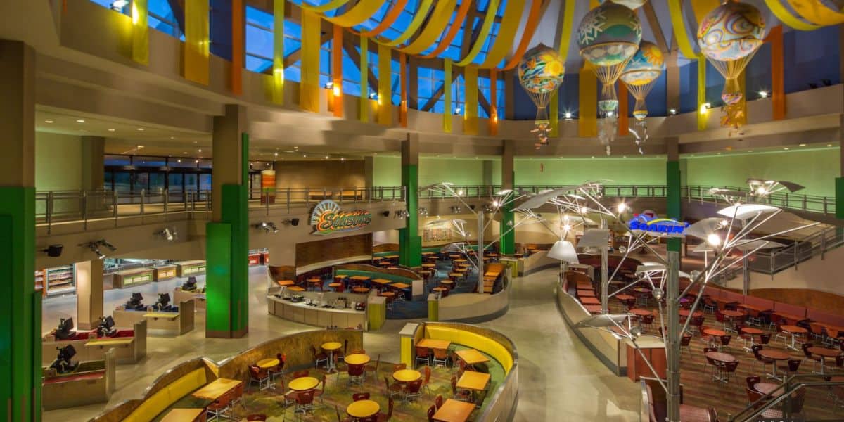 The Land pavilion food court at EPCOT, featuring allergy-friendly options at The Garden Grill and Sunshine Seasons.