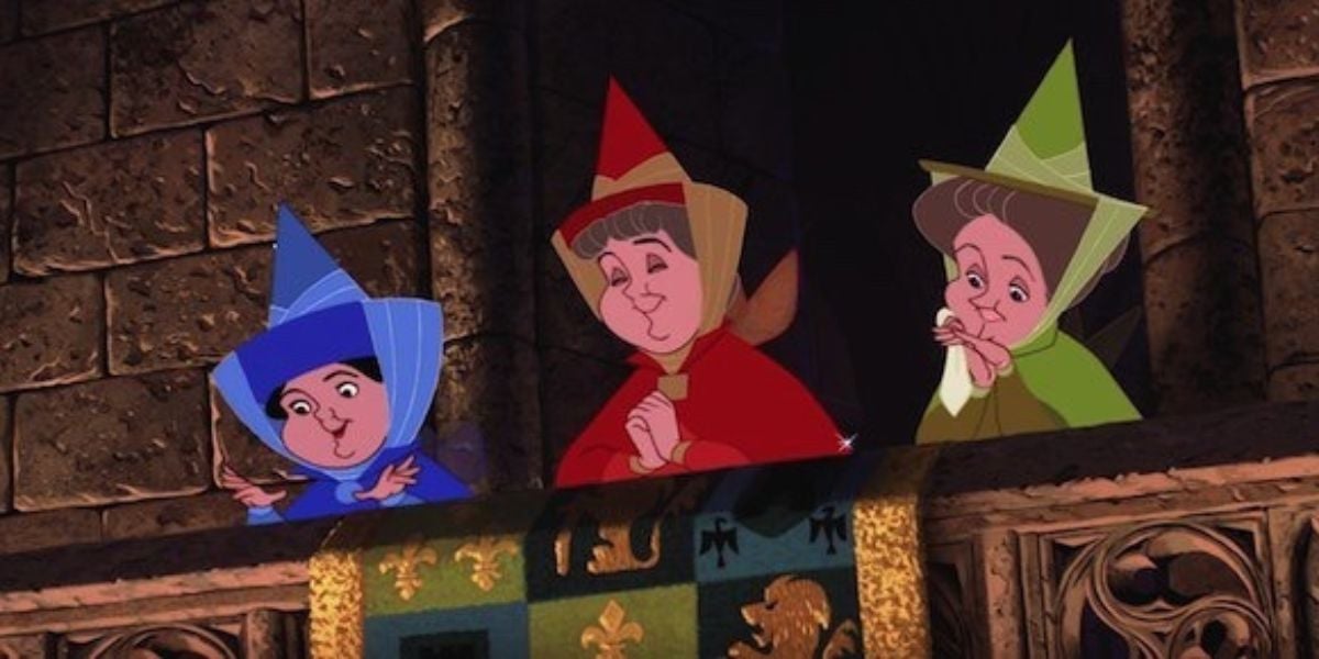 Flora, Fauna, and Merryweather the fairies in 'Sleeping Beauty'
