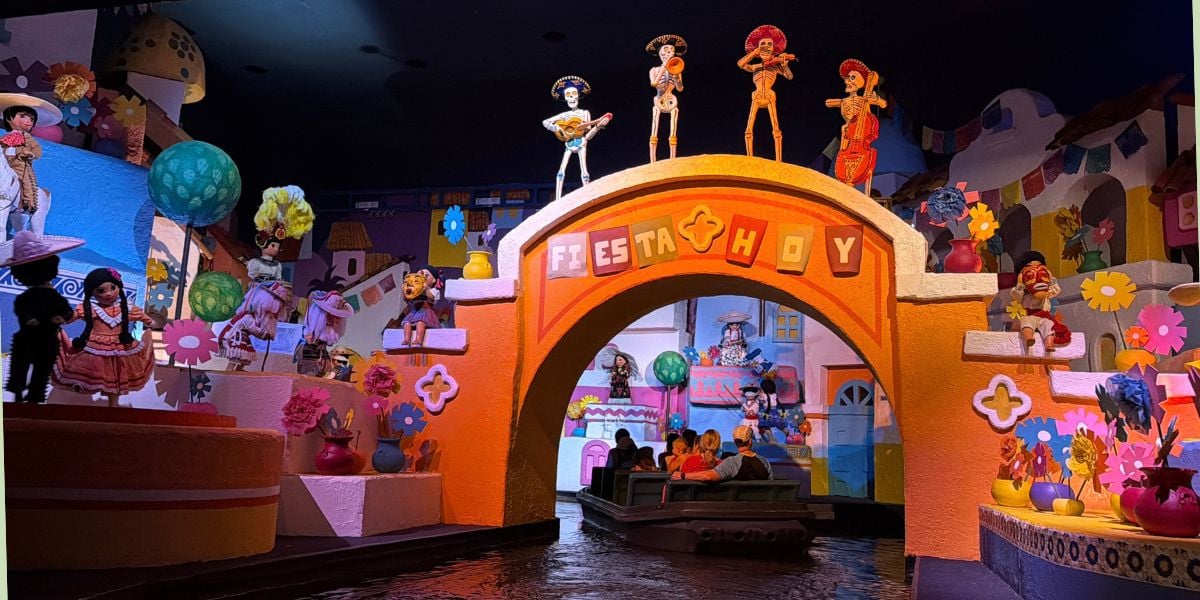 Gran Fiesta Tour Starring The Three Caballeros at EPCOT’s Mexico pavilion featuring Coco animatronics.