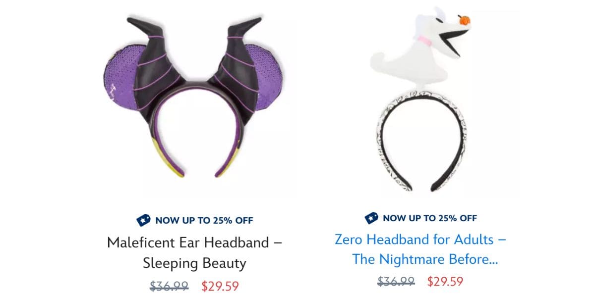 Maleficent and Zero ears on sale for $29.59