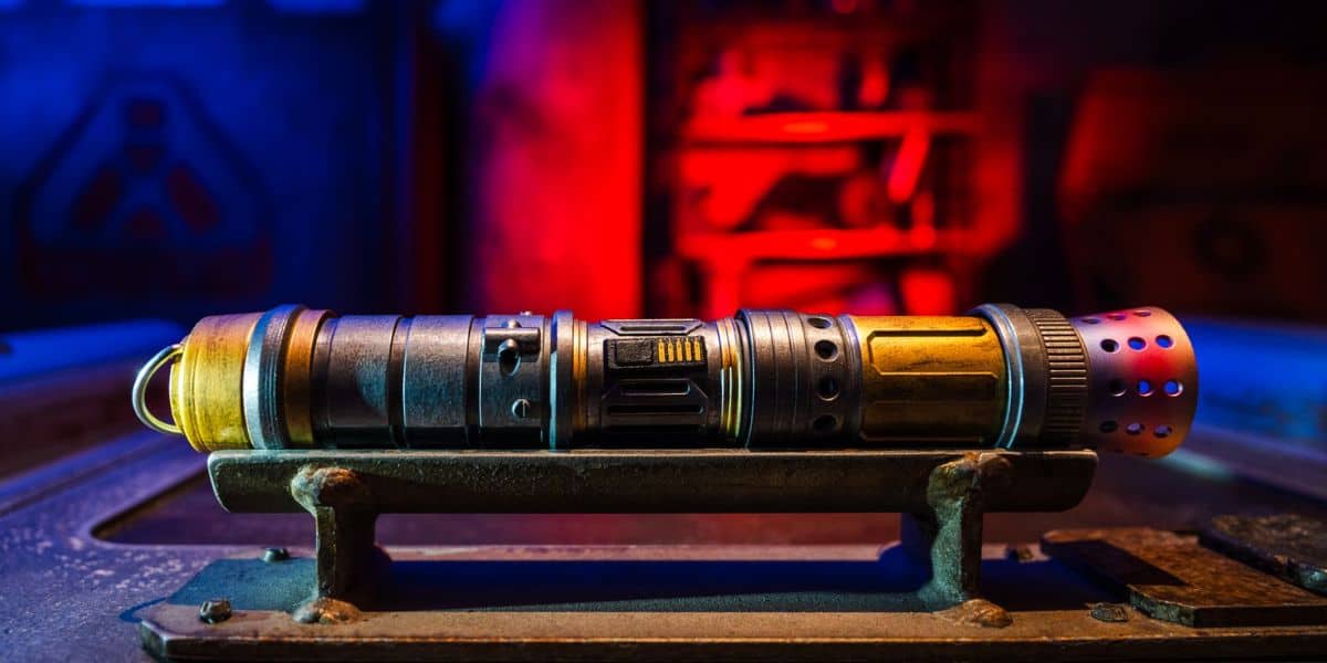 A lightsaber hilt from Savi's Workshop