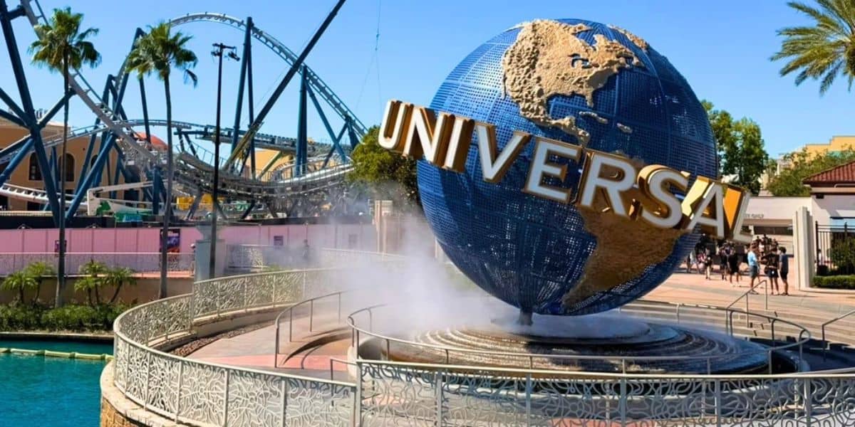 universal orlando spinning globe with fast & furious hollywood drift roller coaster in background