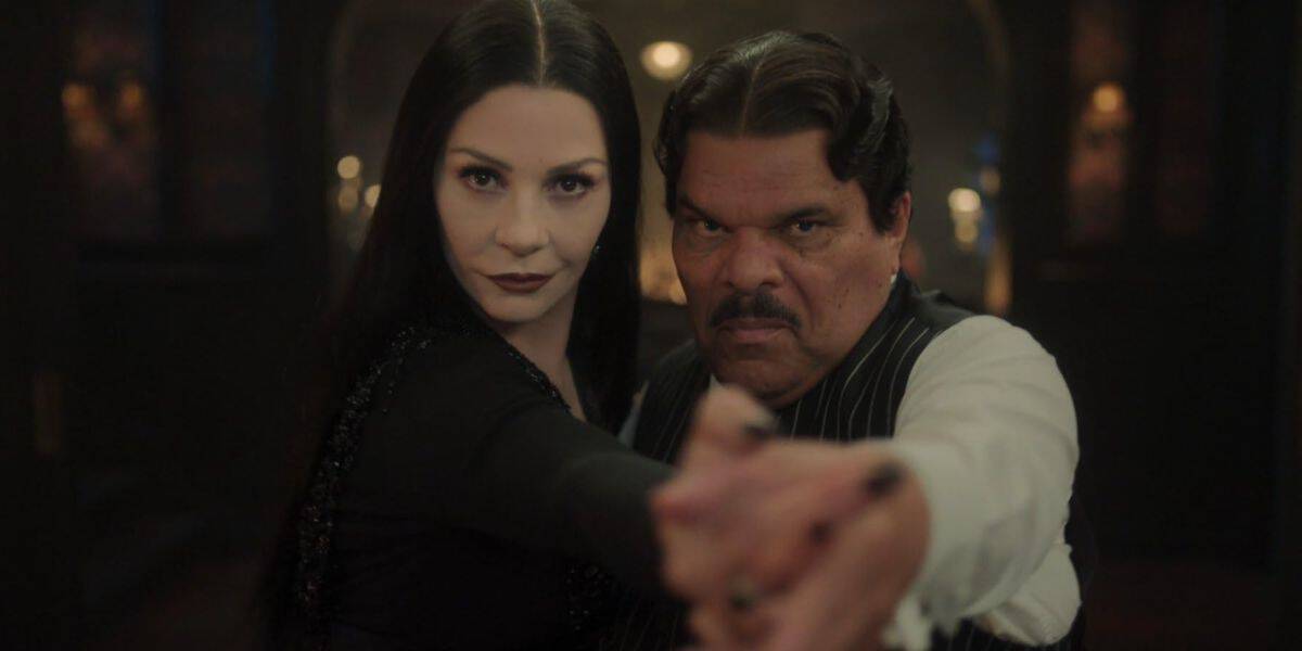 Morticia and Gomez Addams dancing in Wednesday show on netflix